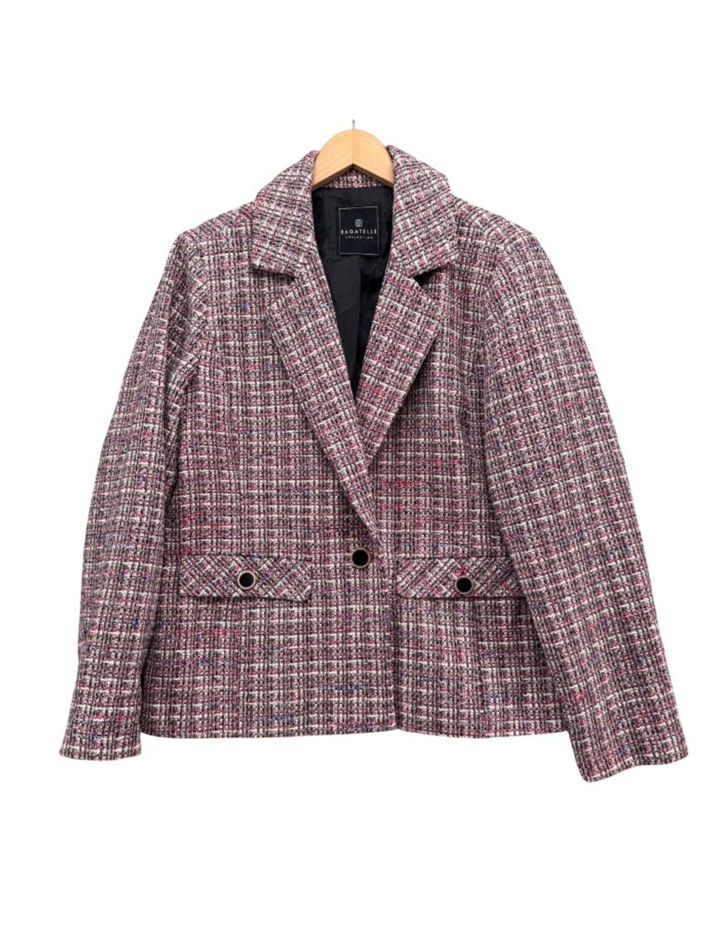 Bagatelle Tweed Blazer Womens Multicolor Boxy Oversized 1 Button Jacket Size M